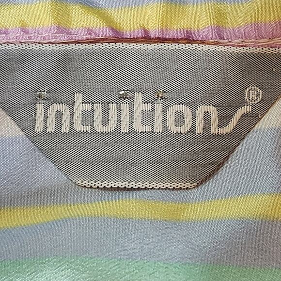 VINTAGE 1980s striped pastel rainbow blouse by Intuitions - Picture 5 of 9
